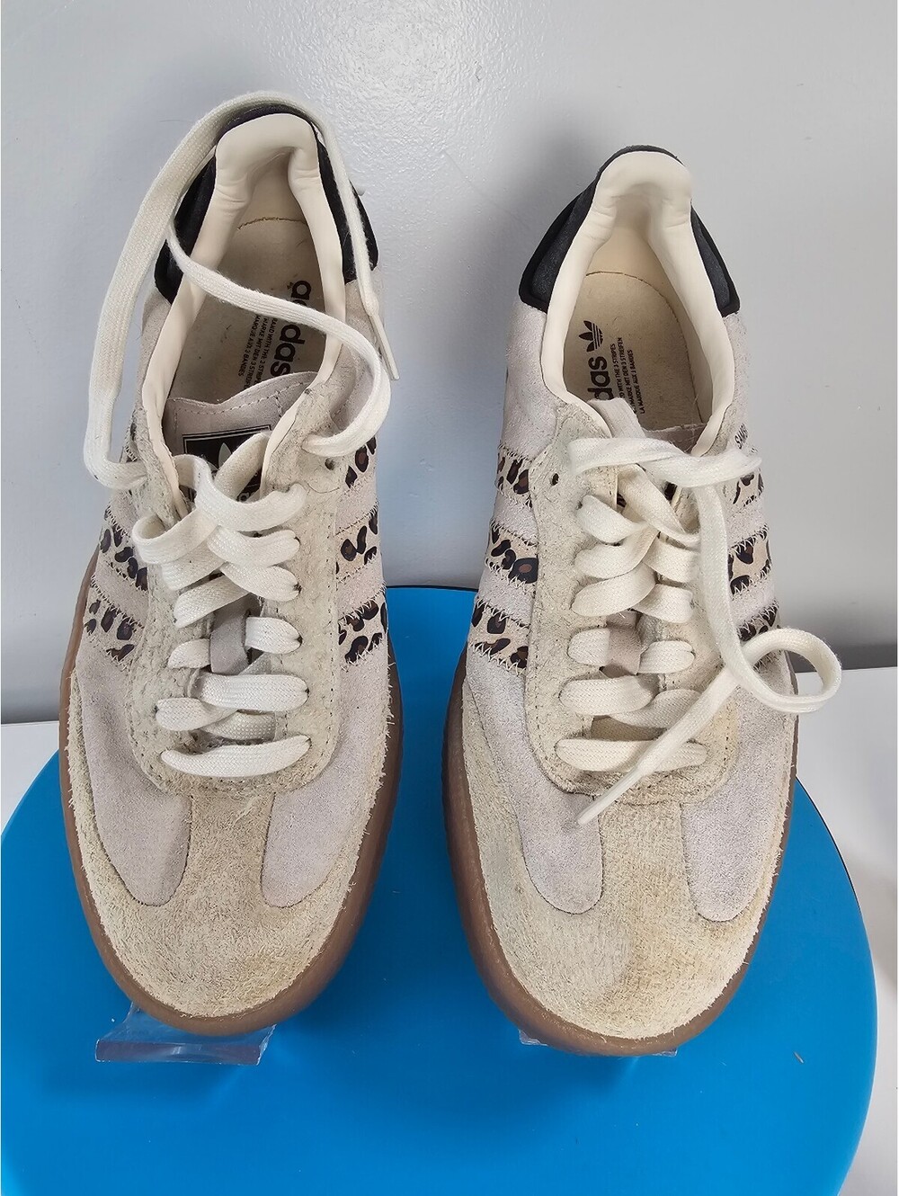 Adidas Samba Classic Suede Sneakers with Leopard Print Stripes